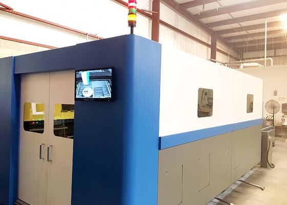 Máquina de corte por láser de fibra de alta potencia totalmente cerrada con mesa de intercambio 3KW-20KW
